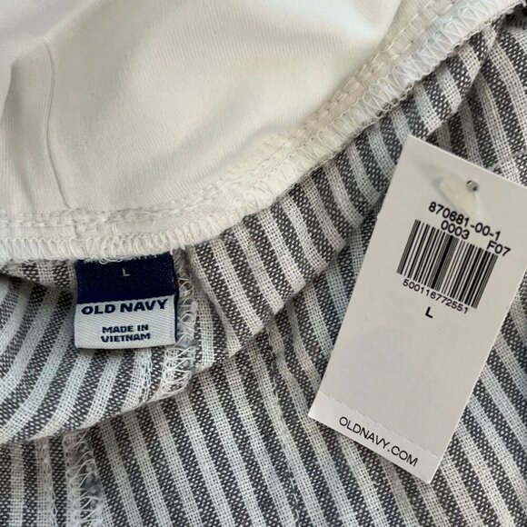 Old Navy Maternity Full-Panel Striped Linen-Blend Tailored Straight Pants Large - Picture 8 of 9